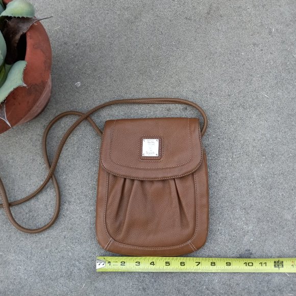 Leather Crossbody Shoulder Bag/Purse Cognac Tan Brown Chestnut Dark Camel 90s70s - Picture 2 of 16